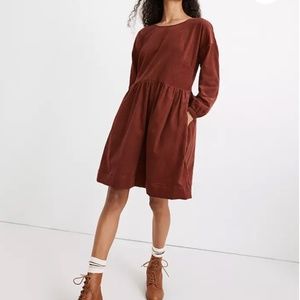 Madewell Corduroy Puff-Sleeve Mini Dress size small